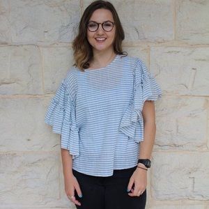 Blue and white striped top